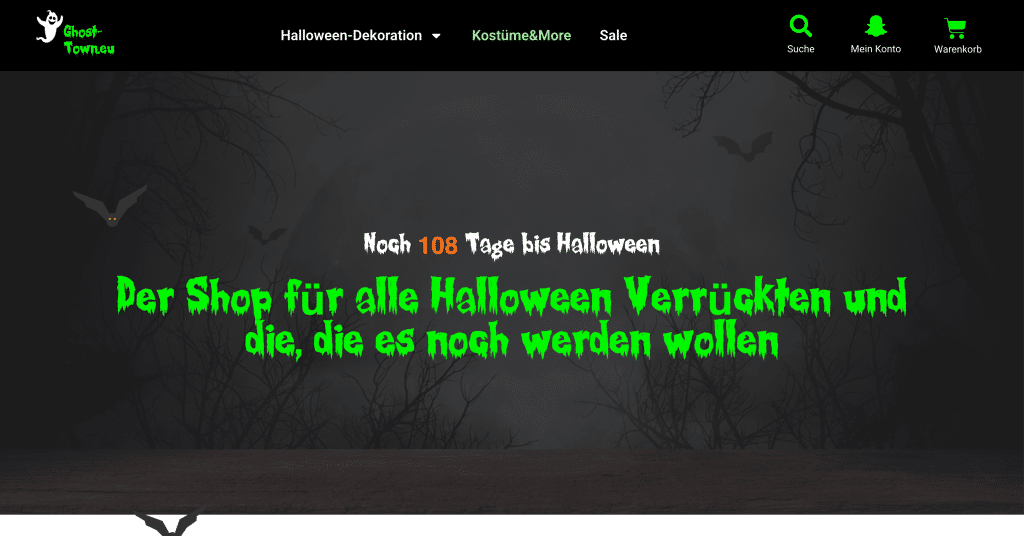 Website erstellen lassen für E-Commerce – Halloween-Shop im Website Abo